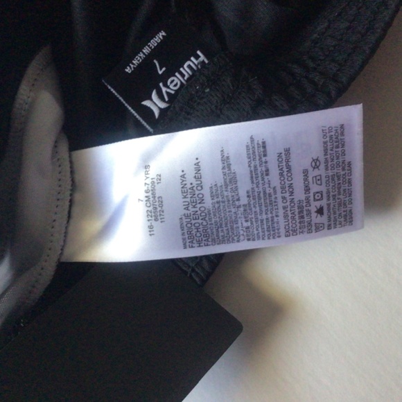 Gym Shorts!! Hurley Kids Black Athletic Shorts with White Stripe Size 7 - Picture 5 of 8